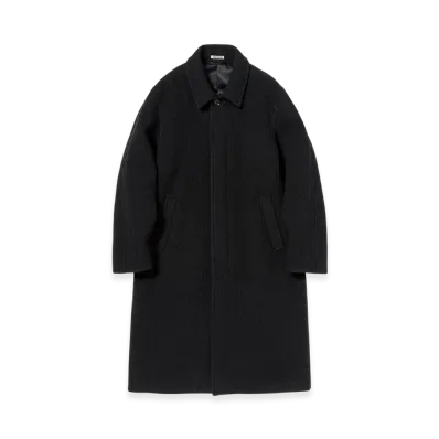 AURALEE Sponge Bonded Wide Wale Wool Soutien Collar Coat "Black"