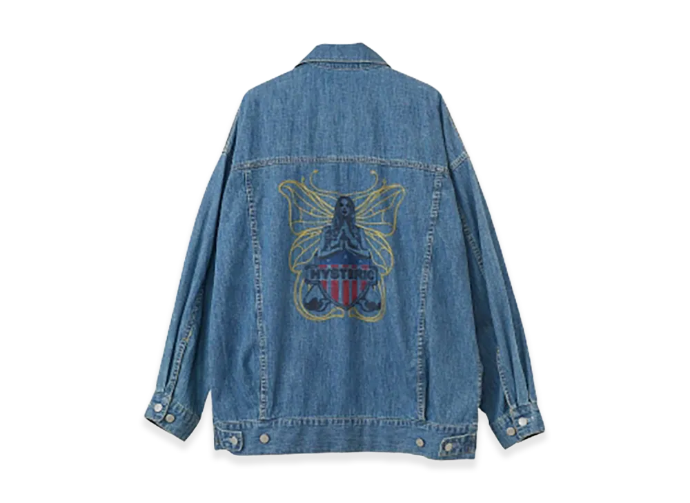 HYSTERIC GLAMOUR Levitated Girl Embroidered Oversized Denim Jacket "Light Indigo Blue"