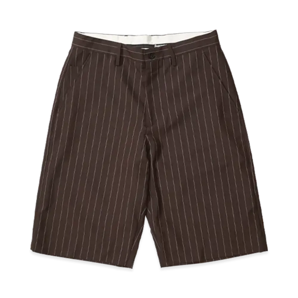 Supreme Pinstripe Wool Trouser Short "Brown"
