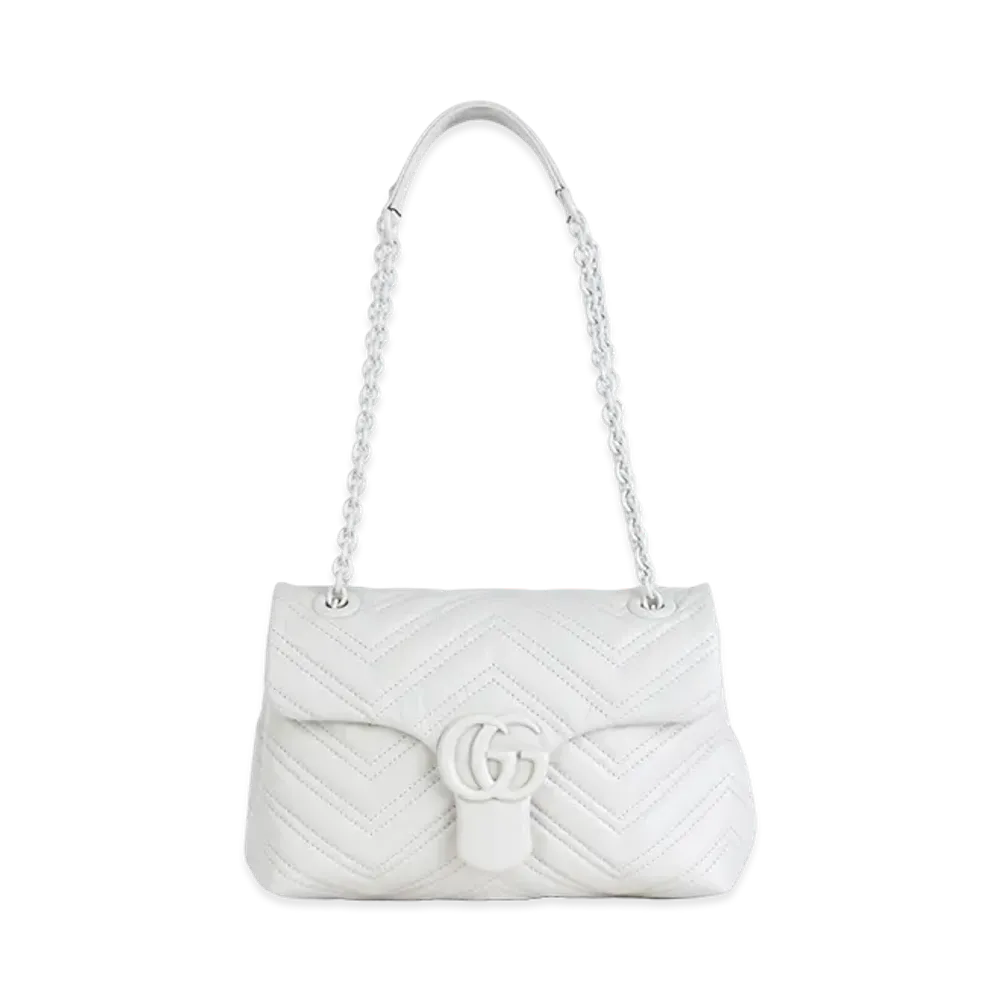 GUCCI Women's Nappa Leather Small GG Marmont Shoulder Bag "White"