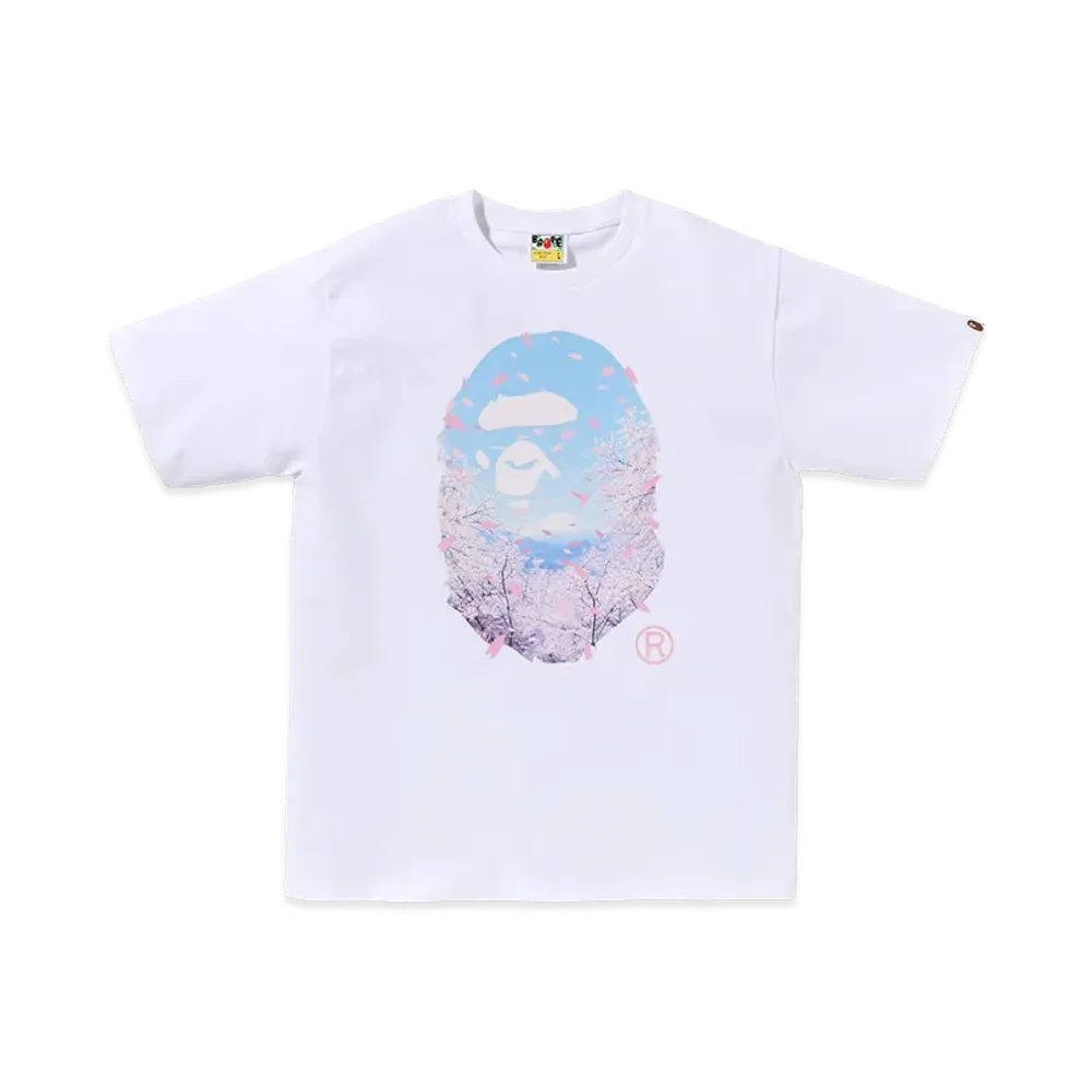 A BATHING APE Kids Sakura Photo Ape Head Tee "White"