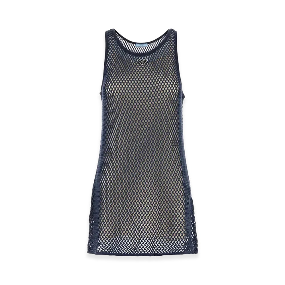 PRADA Women's Mesh Mini Dress "Navy Blue"
