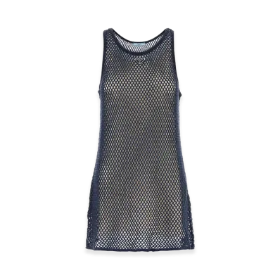 PRADA Women's Mesh Mini Dress "Navy Blue"