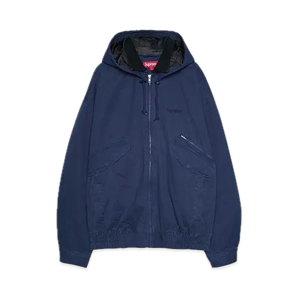 Supreme Leather Collar Utility Jacket "Navy"