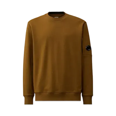 C.P Company Diagonal Raised Fleece Crew Neck Lens Sweatshirt "Toffee"