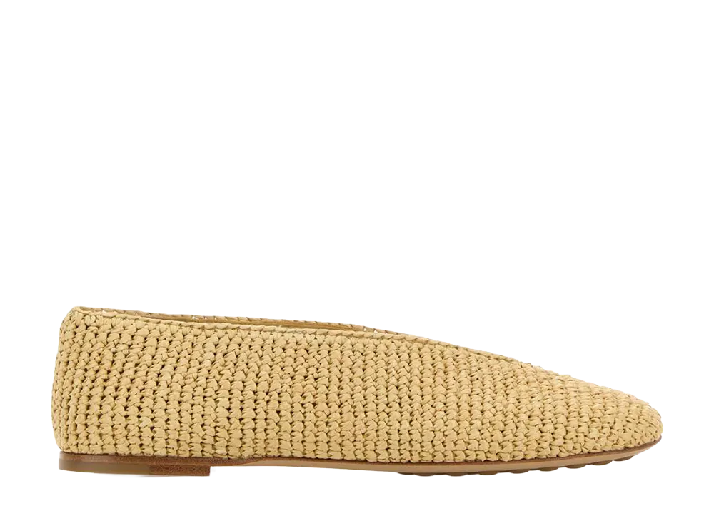 Bottega Veneta Women's Raffia Rosa Ballerinas "Beige/Tan"