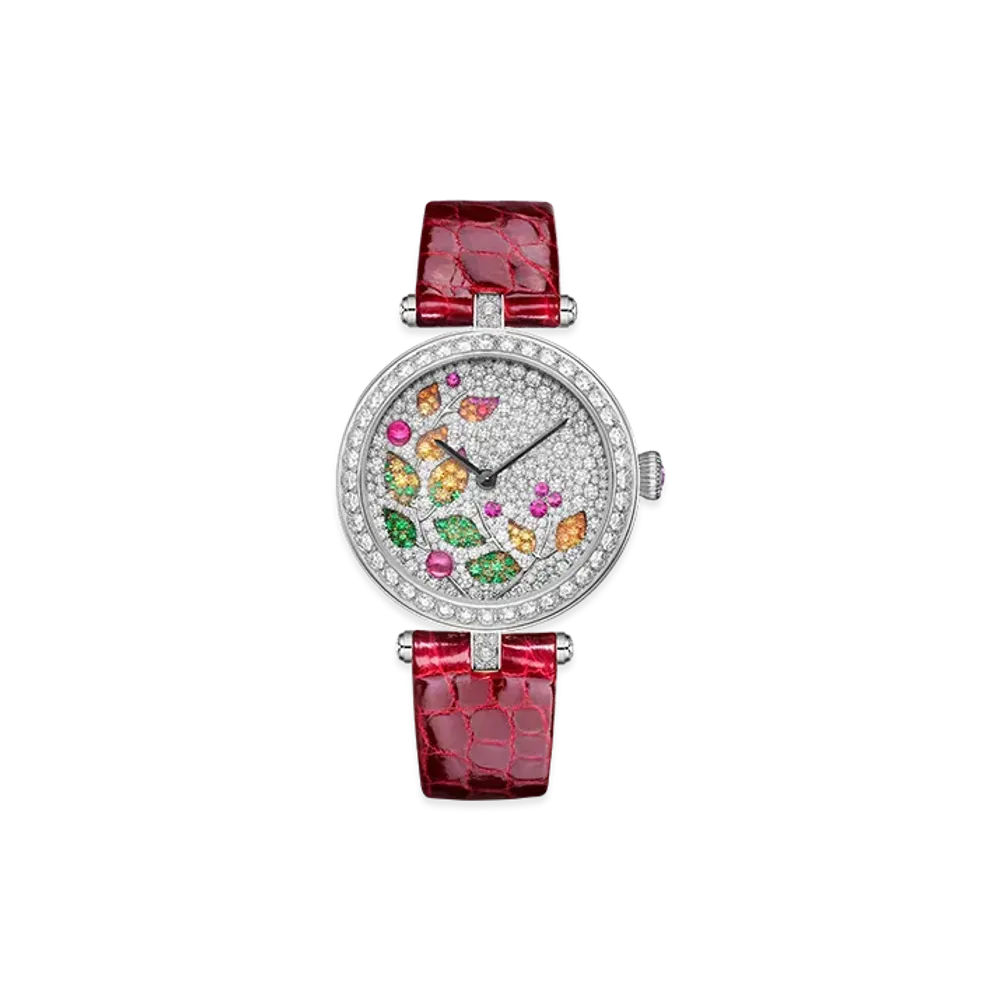 Van Cleef & Arpels Lady Jour des Fleurs watch "18K White gold/Sapphire/Spinel/Spessartite/Diamond/Tsavorite garnet"