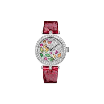 Van Cleef & Arpels Lady Jour des Fleurs watch "18K White gold/Sapphire/Spinel/Spessartite/Diamond/Tsavorite garnet"