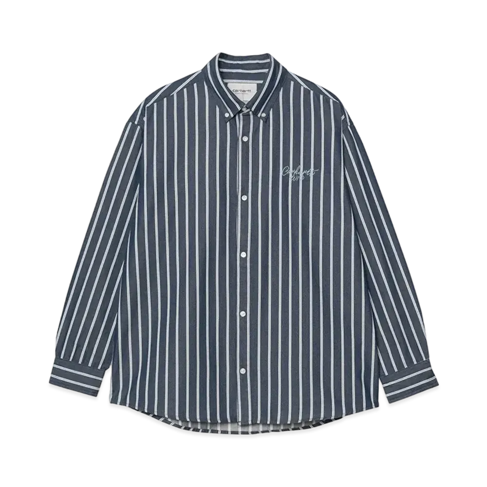 Carhartt WIP L/S Signature Shirt "Betz Stripe Air Force Blue/Dusty Ice(Stone Washed)"