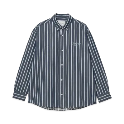 Carhartt WIP L/S Signature Shirt "Betz Stripe Air Force Blue/Dusty Ice(Stone Washed)"