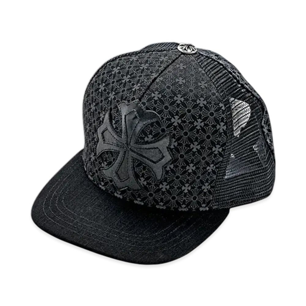Chrome Hearts Denim Front CH Plus Patch Trucker Cap "Black"