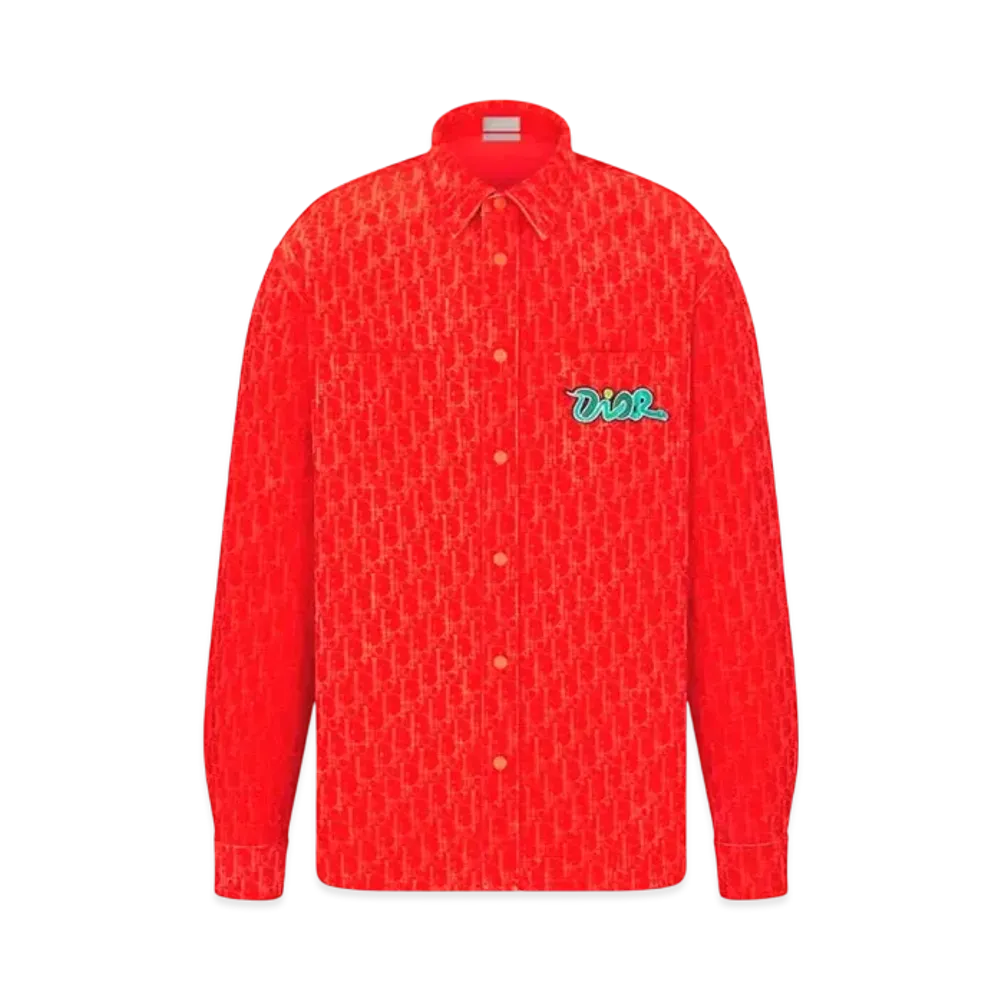 Dior x KAWS Overshirt Cotton-Blend Denim "Red/Green"