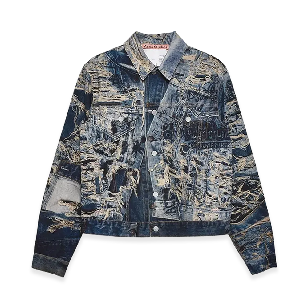 Acne Studios Design Allover Transfer Print Denim Jacket "Blue"