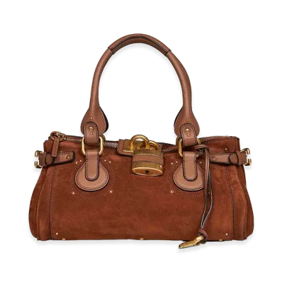 Chloe Women's Suede Paddington Shopping Bag "Brown"