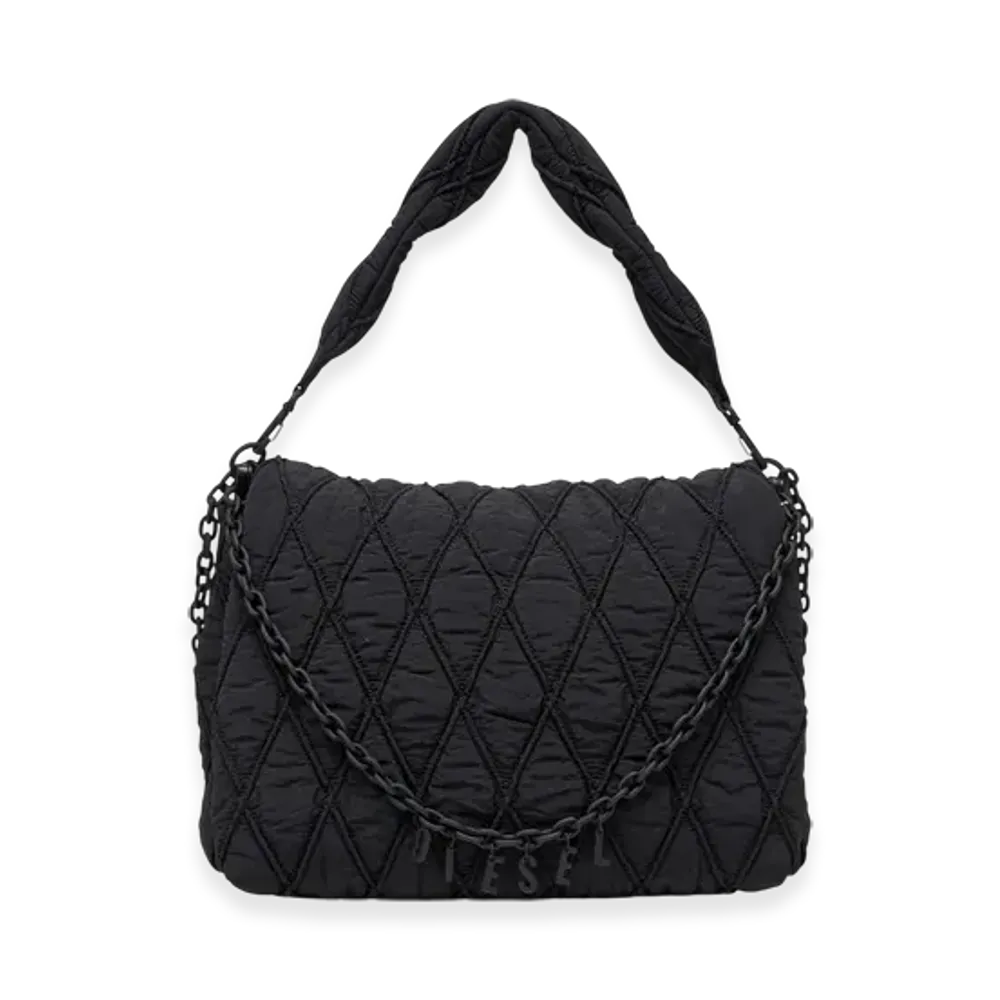 Diesel Charm-D Shoulder L Charm-D L-Shoulder Bag In Quilted Washed Nylon "Black"