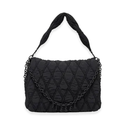 Diesel Charm-D Shoulder L Charm-D L-Shoulder Bag In Quilted Washed Nylon "Black"