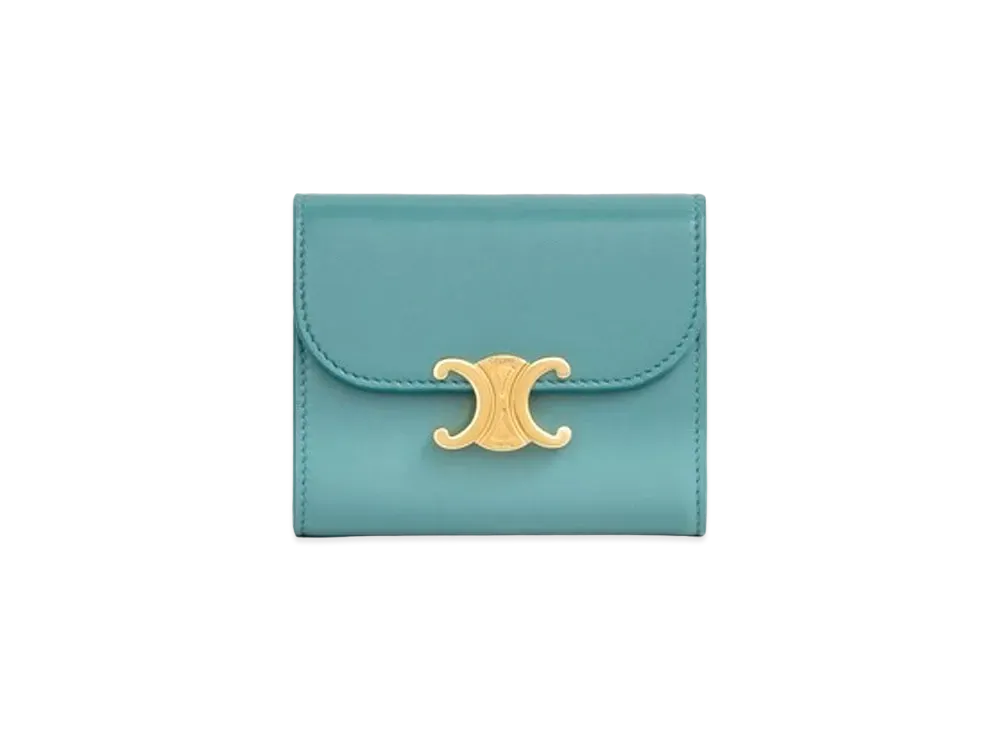 CELINE Small Triomphe Wallet in Shiny Smooth Lambskin "Greensmok"