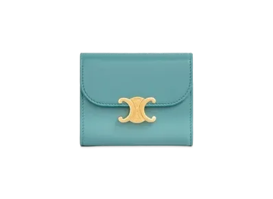 CELINE Small Triomphe Wallet in Shiny Smooth Lambskin "Greensmok"