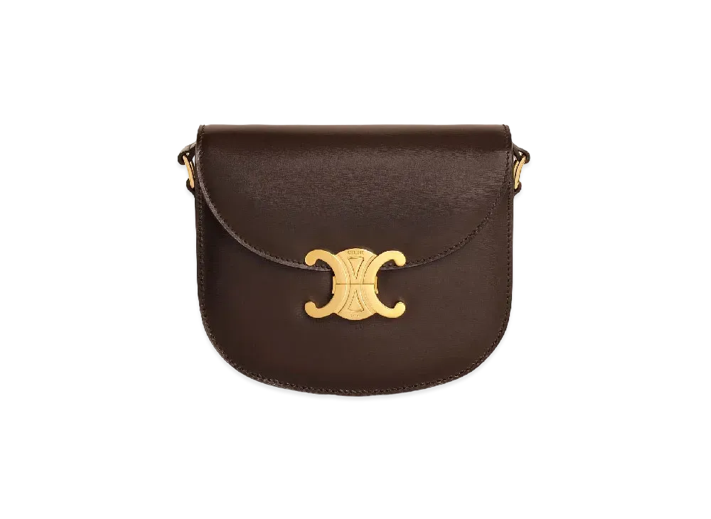 CELINE Teen Besace Triomphe In Shiny Calfskin "Brown"