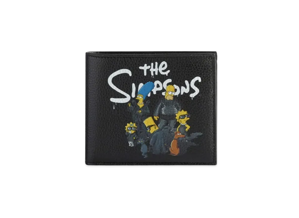 BALENCIAGA The Simpsons Tm & 20th Television Essential Square Folded Coin Wallet In Smooth Calfskin "Black"