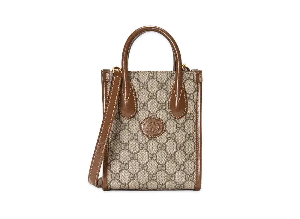 グッチ インターロッキングG付き ミニトートバッグ "ベージュ/エボニー" 671623 92TCG 8563