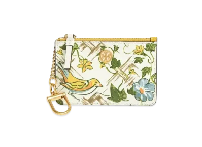Tory Burch Robinson Printed Card Case Keyring "Summer Basketweave"