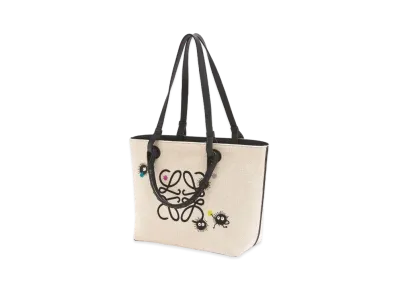 LOEWE x Spirited Away Susuwatari Small Anagram Tote In Jacquard and Calfskin "Natural/Black"
