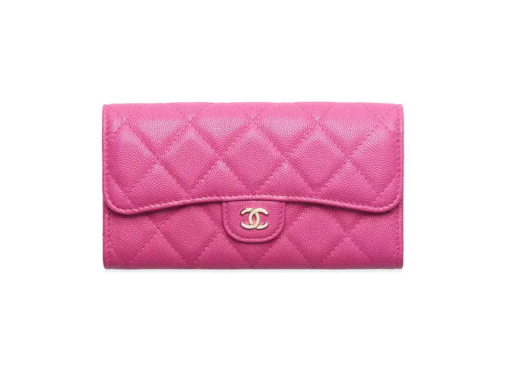 シャネル クラシック フラップ ウォレット グレインド シャイニー カーフスキン "ピンク" AP1000 Y33352 NG753
