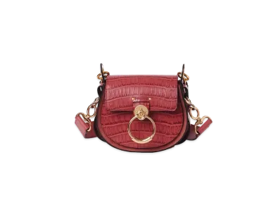 Chloe Small Tess Bag In Embossed Croco Effect On Calfskin "Rose"