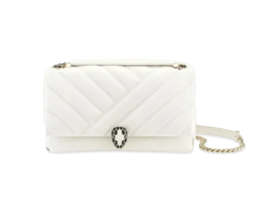BVLGARI Serpenti Cabochon Shoulder Bag "White"