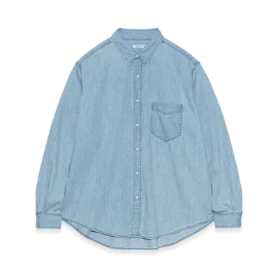 nanamica Regular Collar Light Denim Shirt "IndigoBleach"