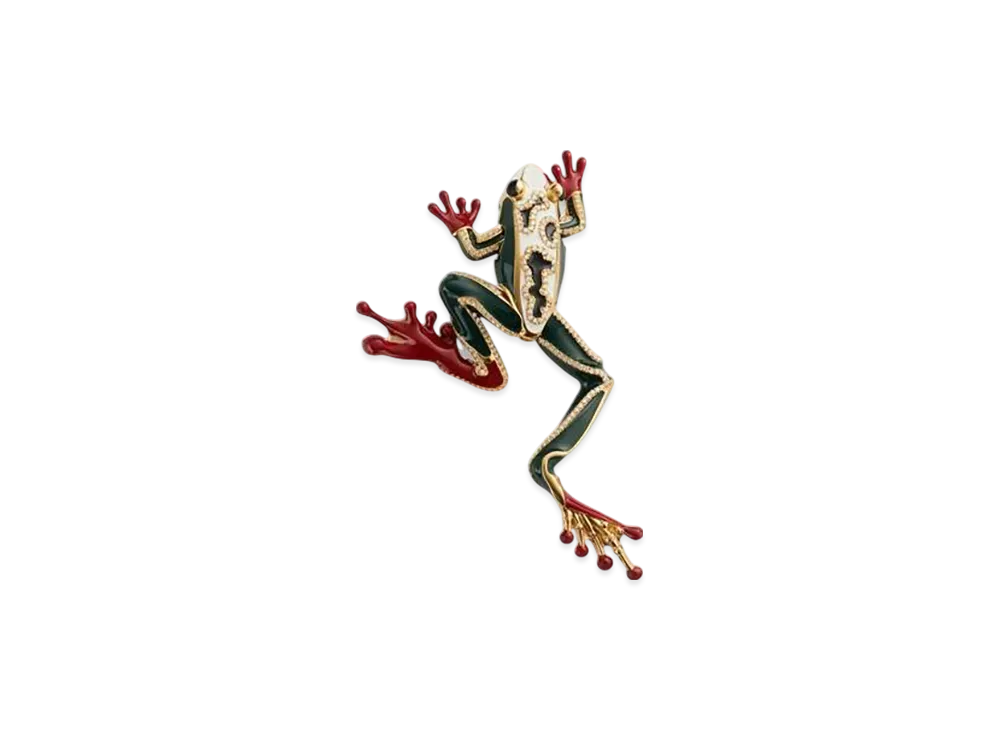 Bottega Veneta Rana Large Brooch "White/Dark Green"