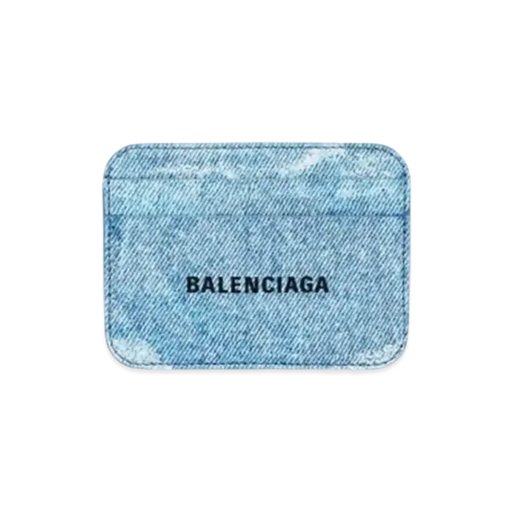 BALENCIAGA Cash Card Holder Denim Print "Blue"