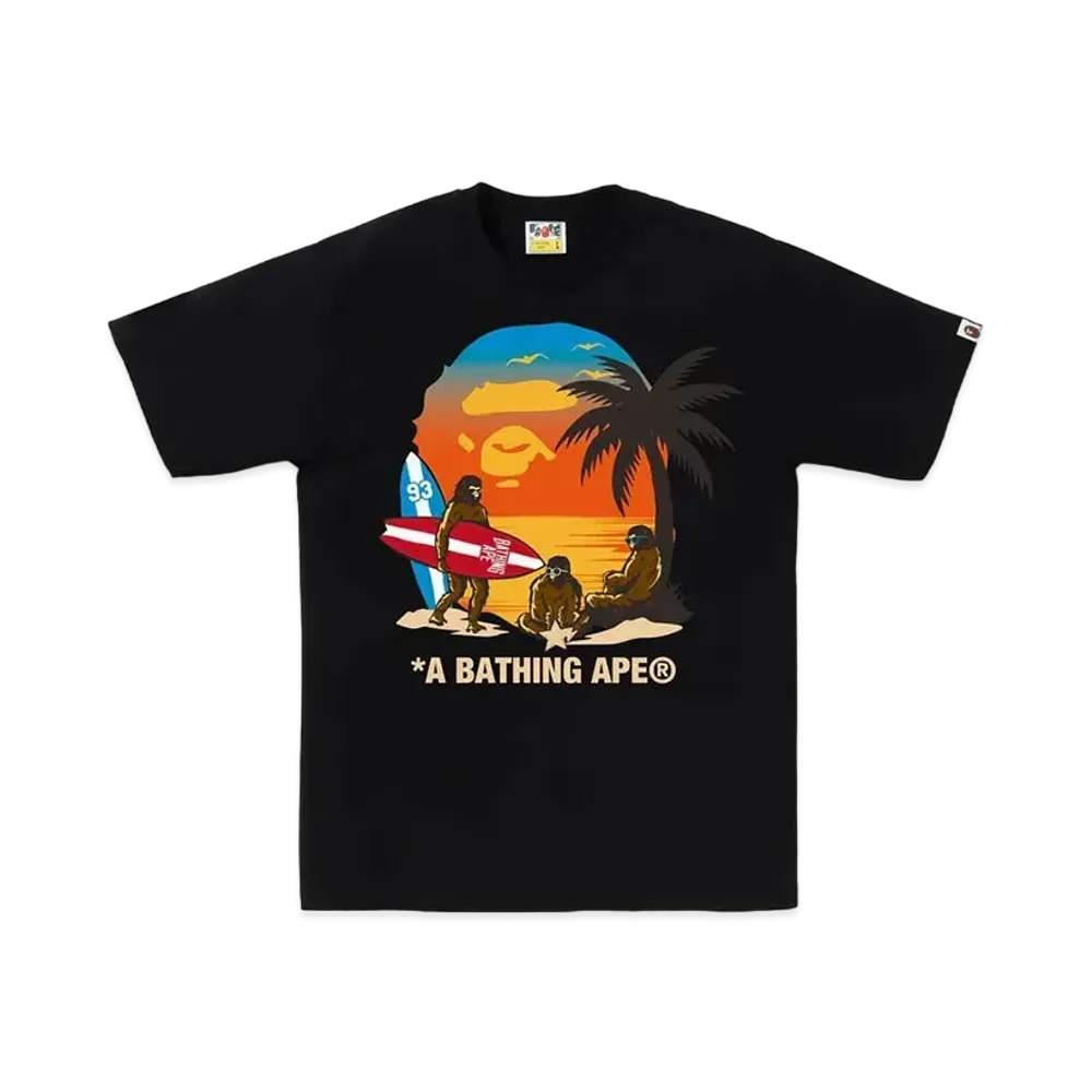 A BATHING APE Sunset Beach Ape Head Tee "Black"