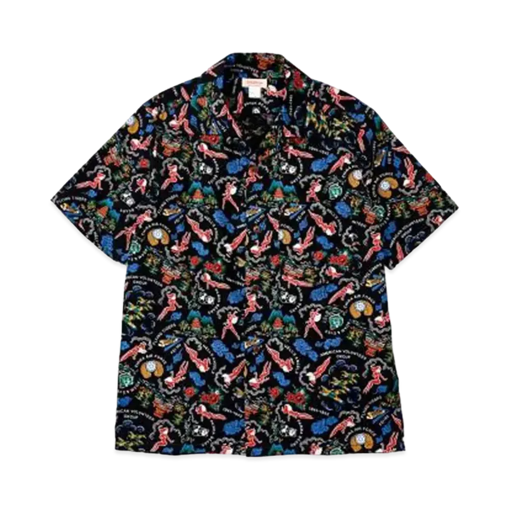 THE REAL McCOY'S COTTON HAWAIIAN SHIRT / FLYING TIGERS "Black"