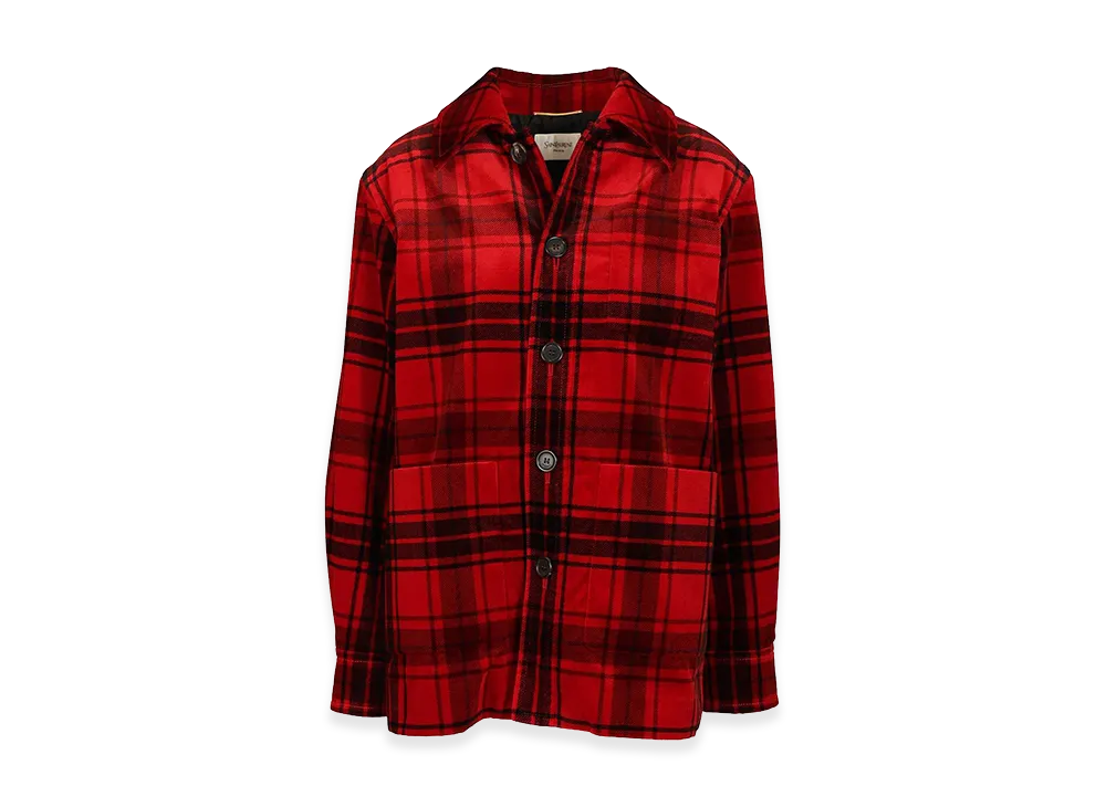 Saint Laurent Women's Tartan Velvet Jacket "Red"