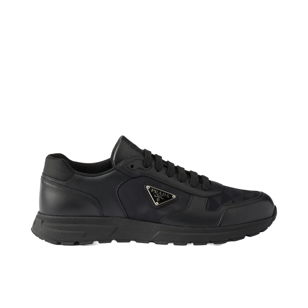 PRADA Prax 2.0 Re-Nylon and Leather Sneakers "Triangle Logo/Black"