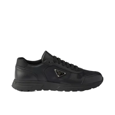 PRADA Prax 2.0 Re-Nylon and Leather Sneakers "Triangle Logo/Black"