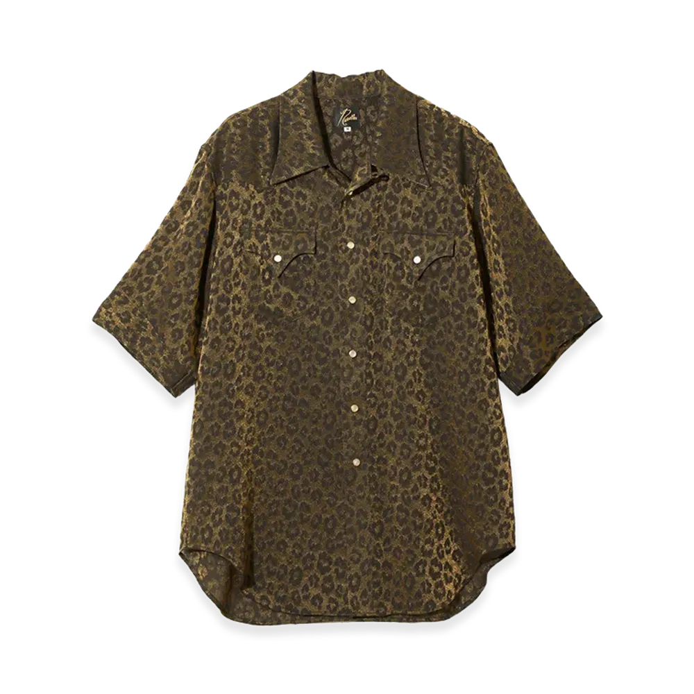 NEEDLES S/S Western Shirt Rayon Leopard Jacquard "Gold"