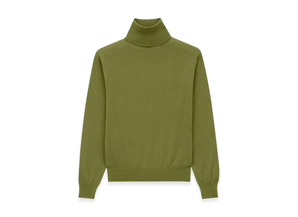 Saint Laurent Women's Silk Cashmere Turtleneck Sweater "Green"