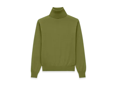 Saint Laurent Women's Silk Cashmere Turtleneck Sweater "Green"