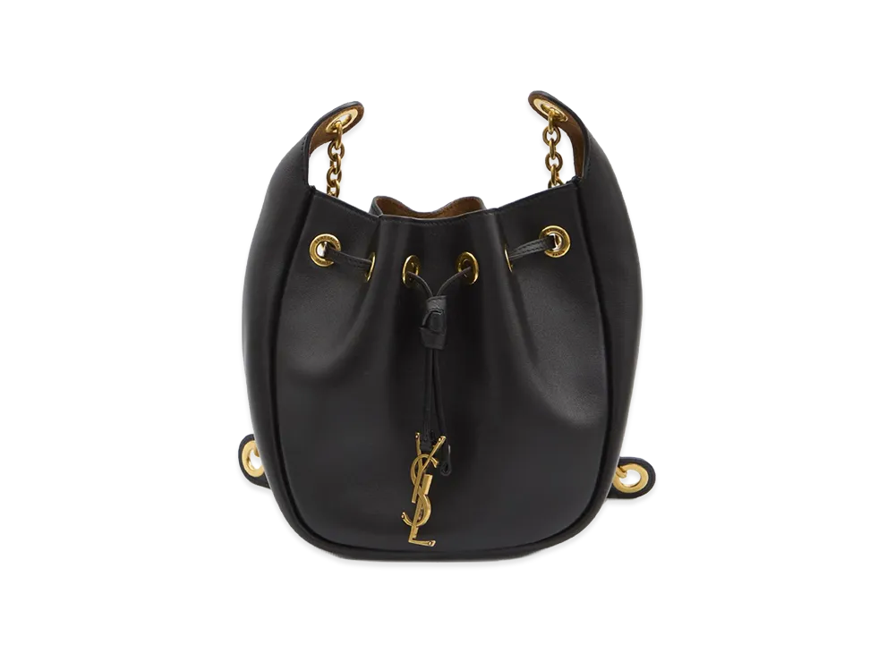 Saint Laurent Women's YSL Bo Supple Bucket Santorini Lux Calf C/Fod Co "Black"