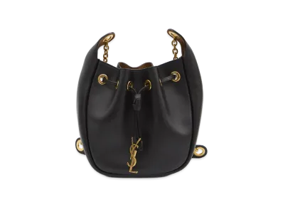 Saint Laurent Women's YSL Bo Supple Bucket Santorini Lux Calf C/Fod Co "Black"