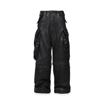 JULIUS x NUBIAN 12oz Denim Gasmask Wide Trouser "Black"