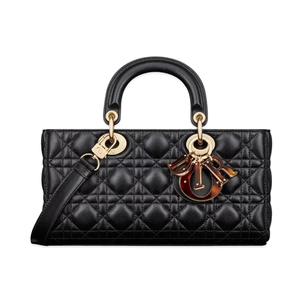 Dior Medium Lady D-Joy Bag Cannage Lambskin "Black"