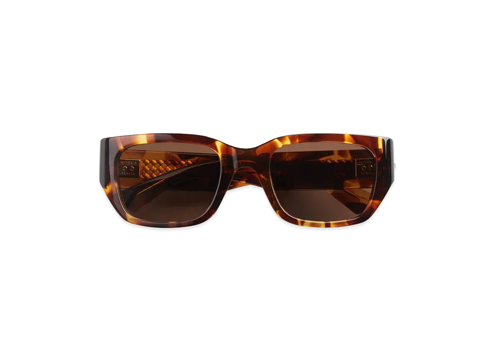 Bottega Veneta Intrecciato Square Sunglasses "Havana/Brown"