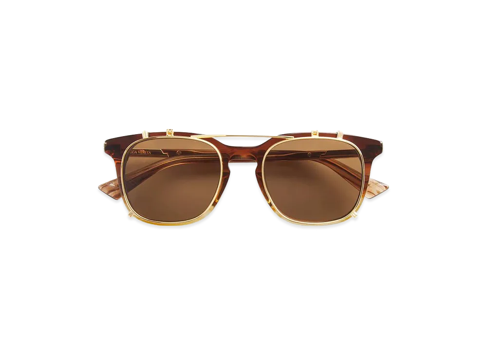 Bottega Veneta Classic Square Clip-on Sunglasses "Brown/Transparent"