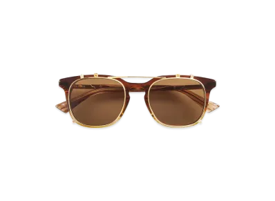 Bottega Veneta Classic Square Clip-on Sunglasses "Brown/Transparent"