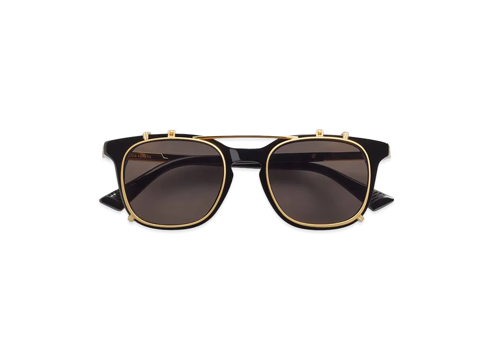 Bottega Veneta Classic Square Clip-on Sunglasses "Black/Transparent"
