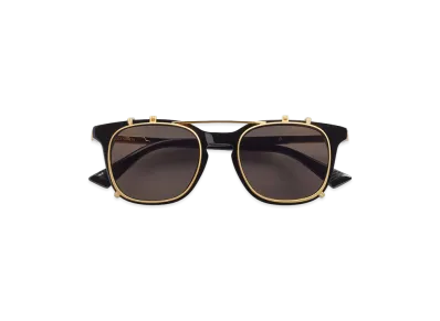 Bottega Veneta Classic Square Clip-on Sunglasses "Black/Transparent"